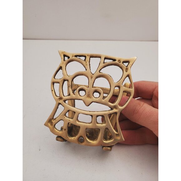 vintage brass owl napkin holder or letter/mail holder - Picture 3 of 10